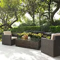 KO70004BR-SA Palm Harbor 3 Piece Brown and Beige Patio Armchair Set