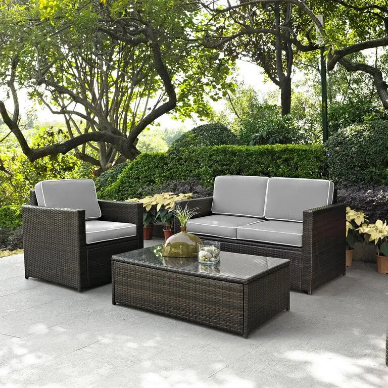 KO70006BR-GY Palm Harbor Gray and Wicker 3 pc Patio Set-1