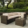 KO70007BR-SA Sand and Brown 6 Piece Wicker Furniture Set - Palm Harbor