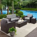 KO70053BR-GY Gray and Brown 5 Piece Wicker Furniture Set - Palm Harbor