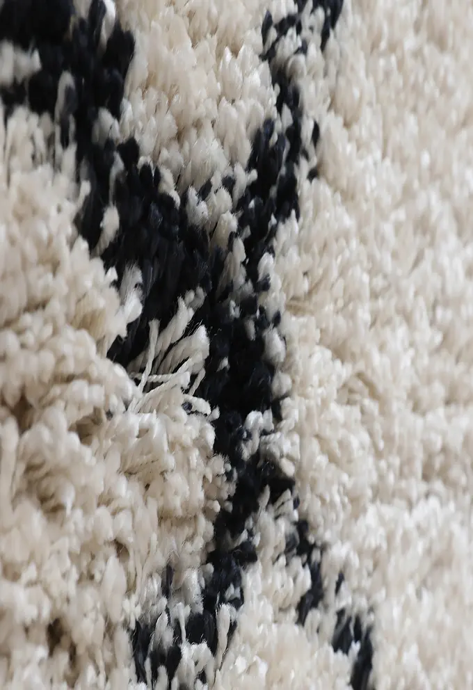 5 x 8 Medium Navy Blue & Ivory Shag Rug - Elements-4
