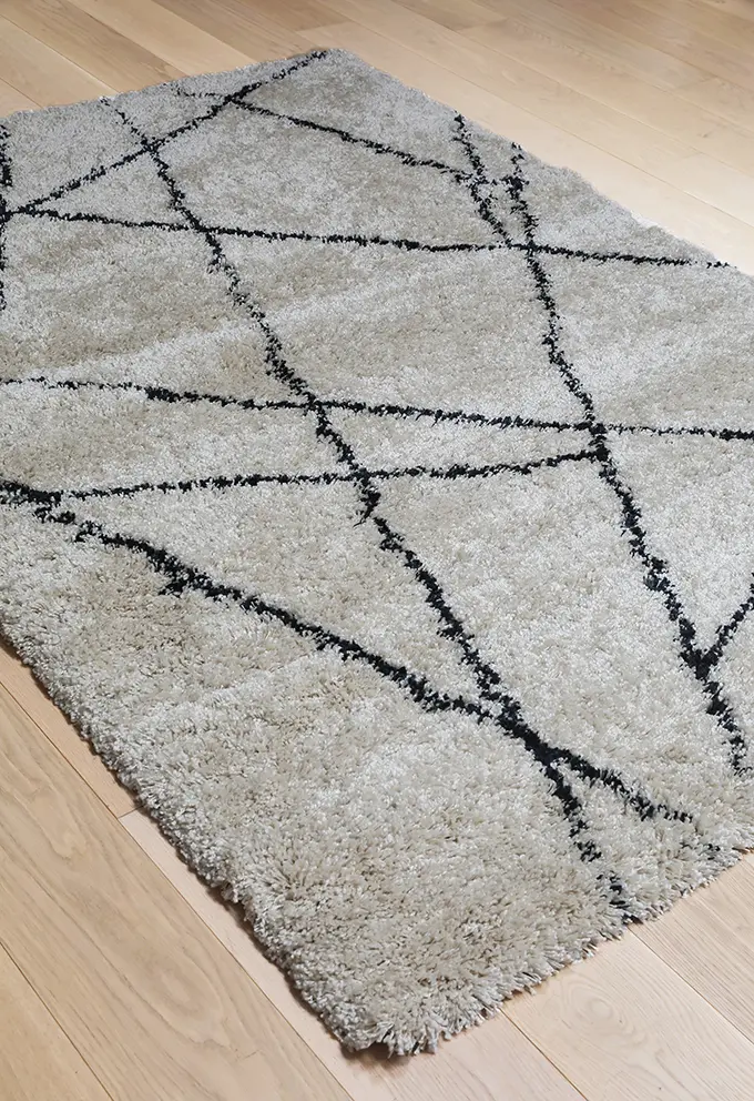 5 x 8 Medium Navy Blue & Ivory Shag Rug - Elements-5