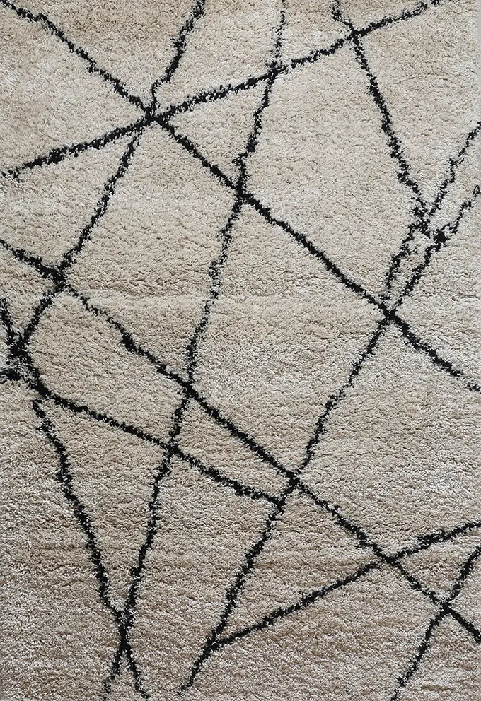 5 x 8 Medium Navy Blue & Ivory Shag Rug - Elements-6