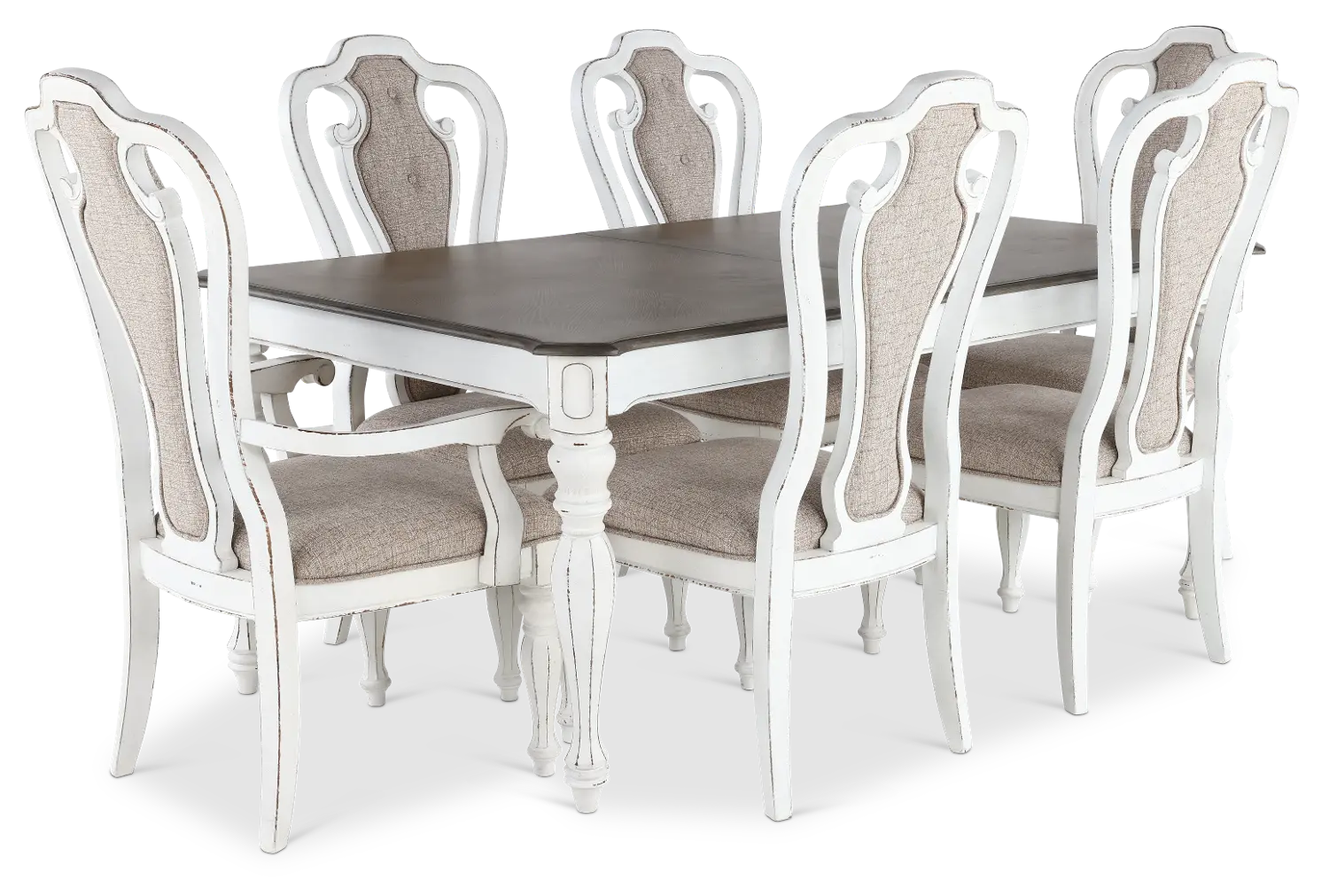 7PC:244 Magnolia Manor Antique White 7 Piece Dining Set-1