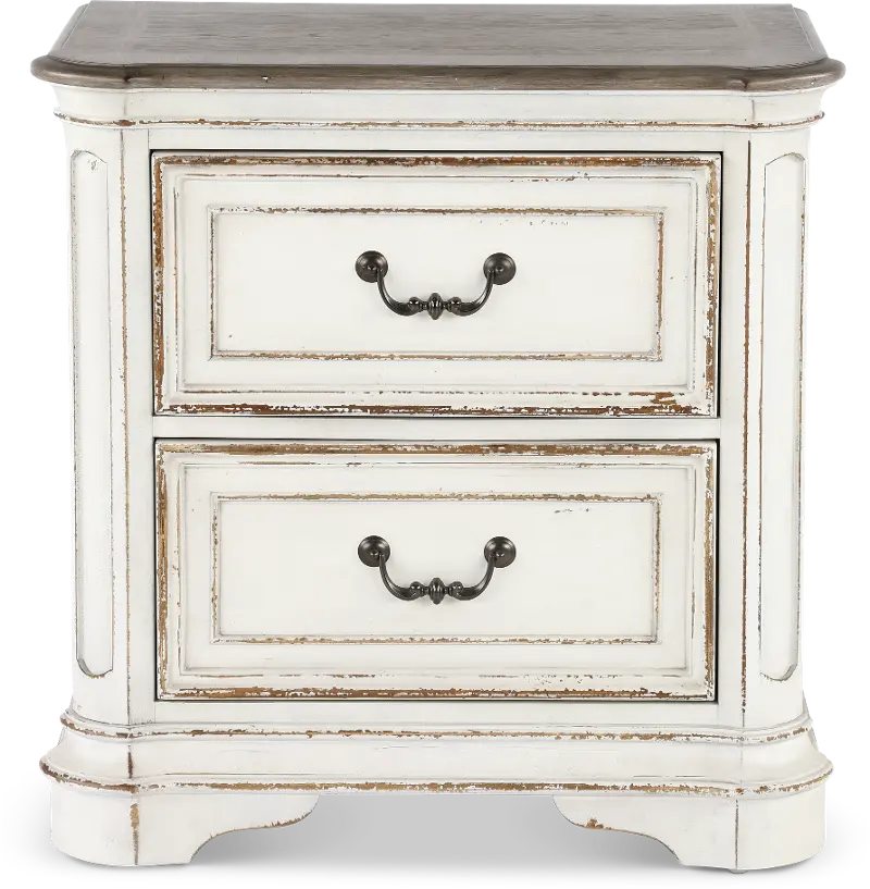 Magnolia Manor 2 Drawer Antique White Nightstand