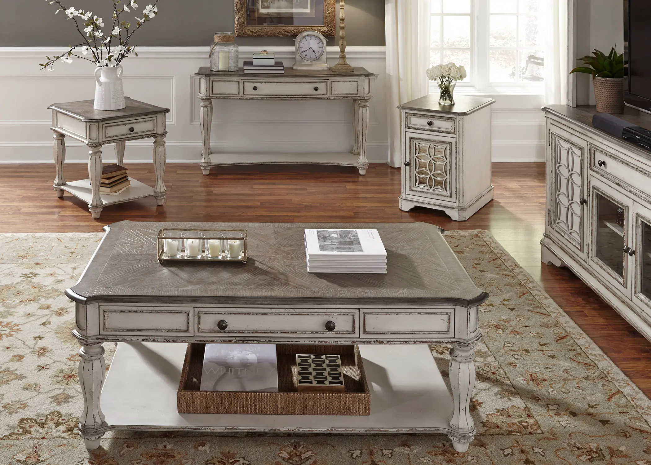 244-OT1010 Magnolia Manor White Coffee Table-2