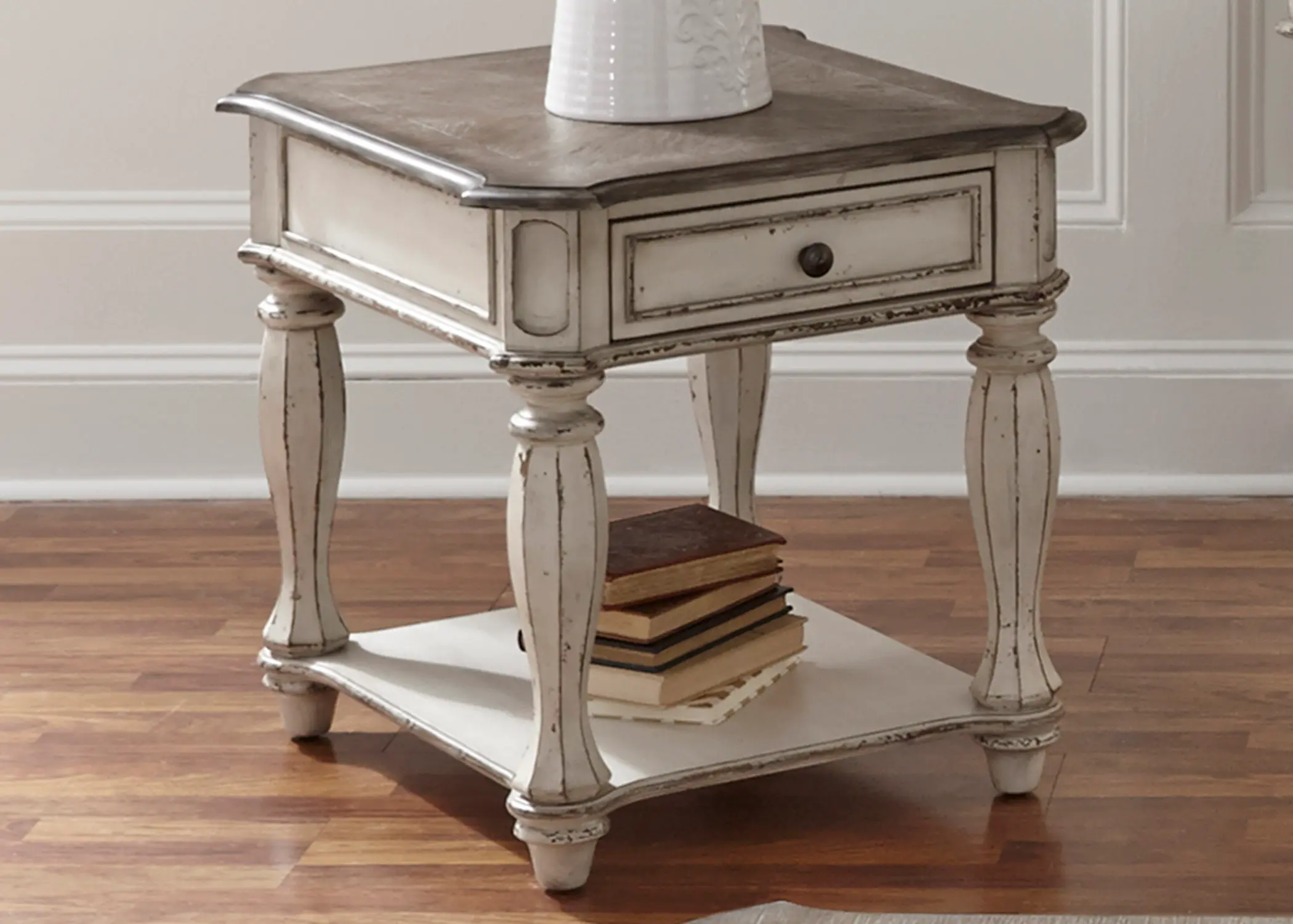 244-OT1020 Magnolia Manor Antique White End Table-2