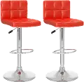 Carson Red Adjustable Bar Stool, Set of 2