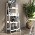 BS55LDWH White Wood Ladder Bookcase - Walker Edison
