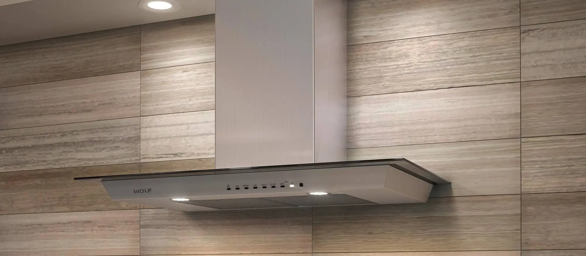 VW45G Wolf 45 Inch Cooktop Wall Hood - Stainless Steel, Glass-2