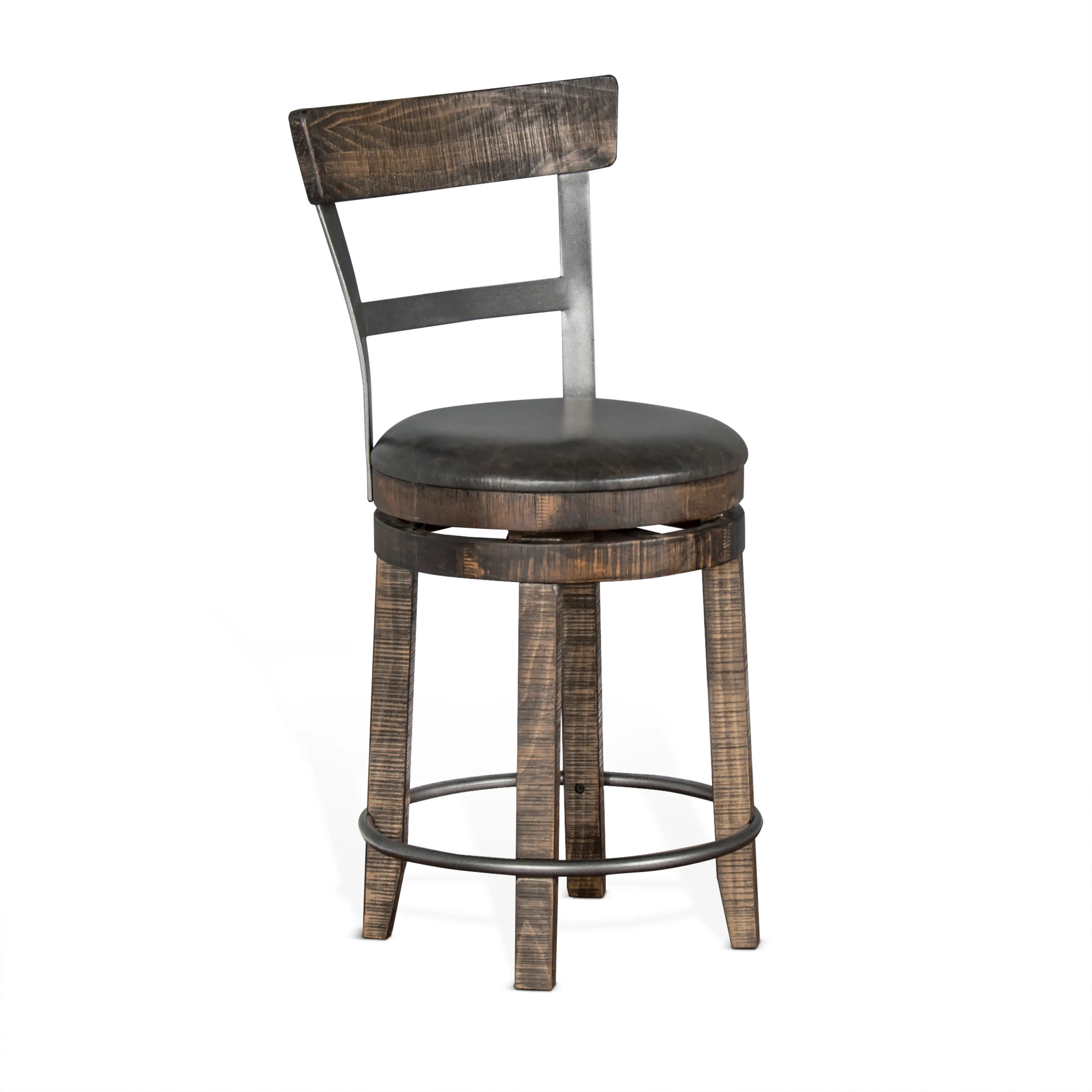 Barrel Tobacco Brown Swivel Counter Height Stool-9