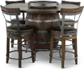 Barrel Tobacco Brown 5 Piece Counter Height Dining Set