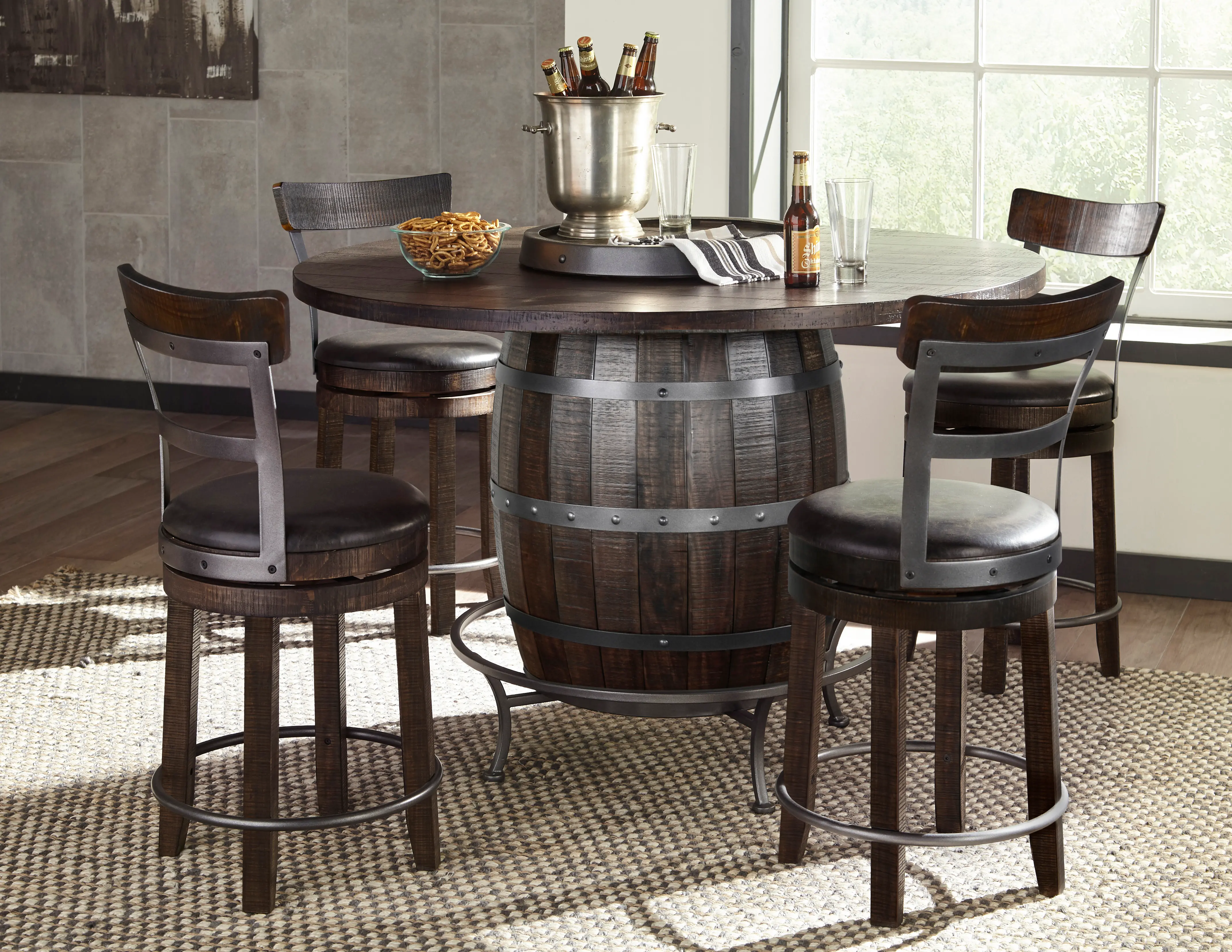 Barrel Tobacco Brown Counter Table-2
