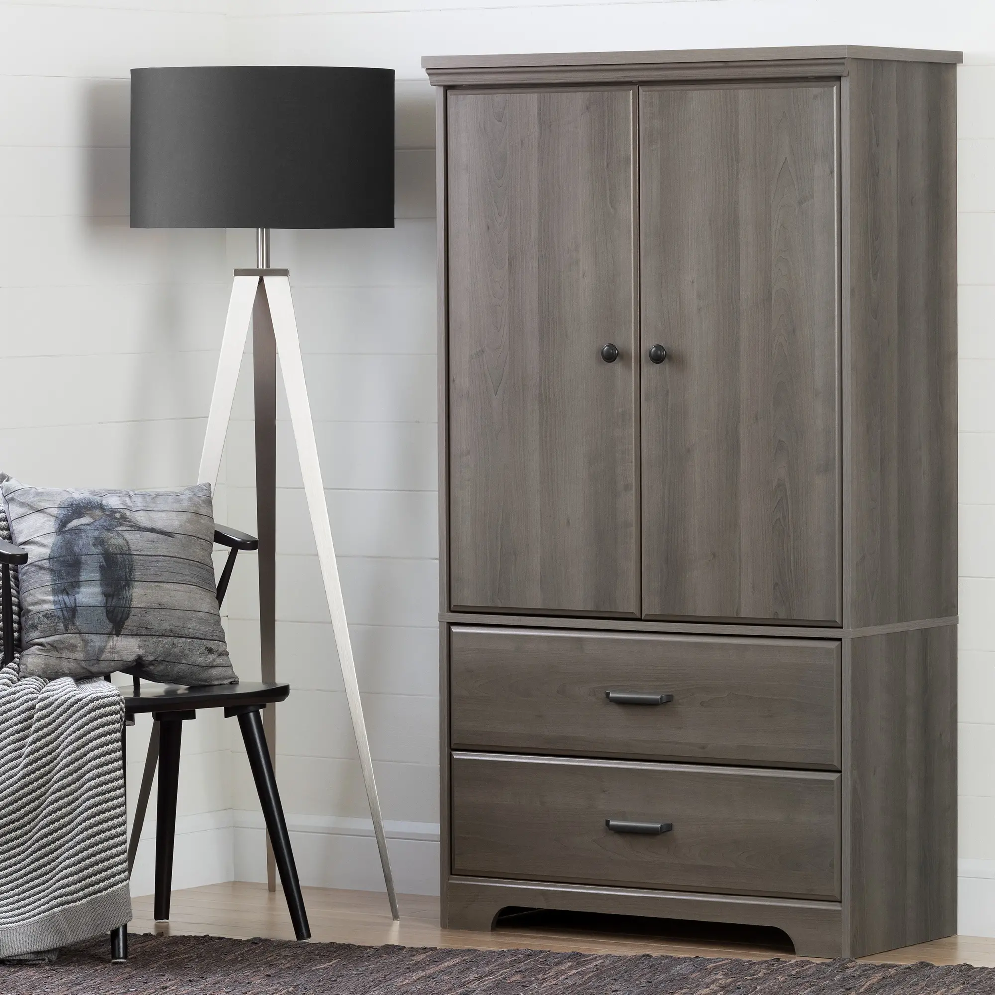 10604 Versa Gray Maple Two-Door Armoire with Drawers - South Shore-2