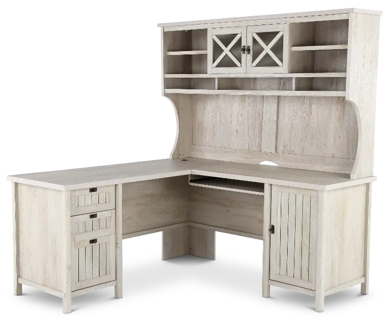 Costa Chestnut L Shaped Corner Computer Desk with Hutch