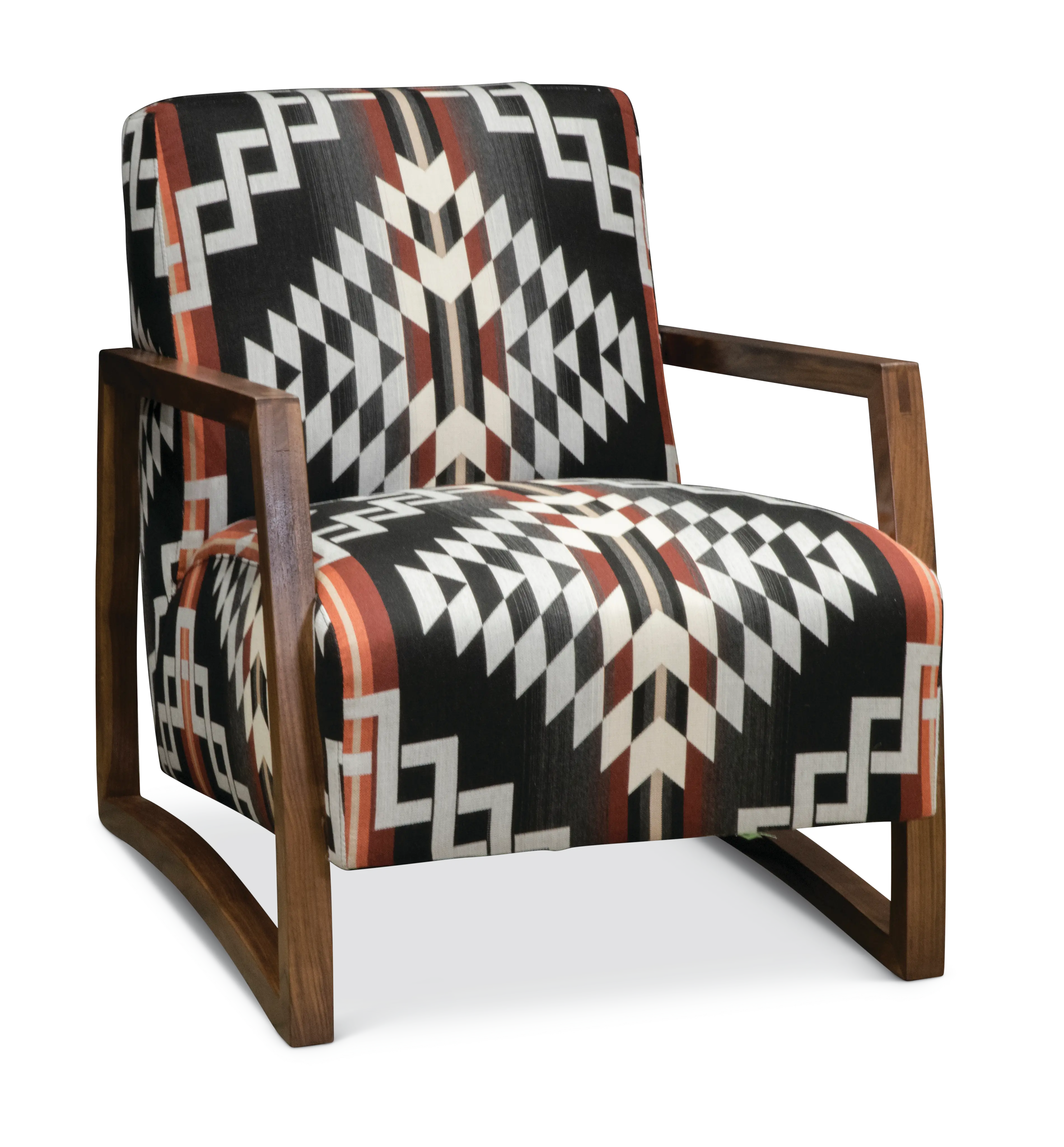 Southwest Modern Wood Chair with Pendleton by Sunbrella Fabric - Domino-1