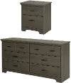 11270 Versa Gray Maple Double Dresser & Nightstand - South Shore