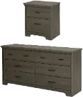 11270 Versa Gray Maple Double Dresser & Nightstand - South Shore