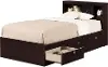 3259B2 Spark Chocolate Twin Storage Bed and Bookcase Headboard Set - South Shore