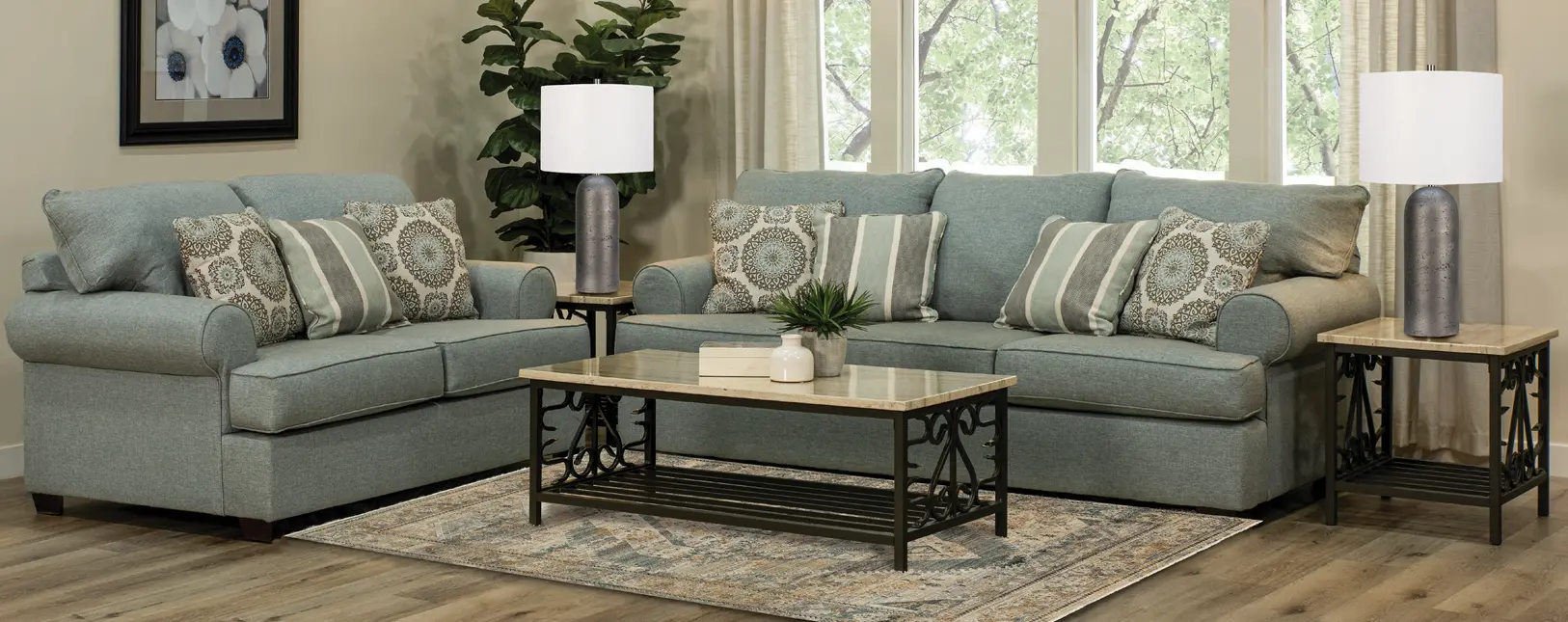 7PC/ALISON/MIST/SLTL Alison Blue-Gray 7-Piece Living Room Set-1