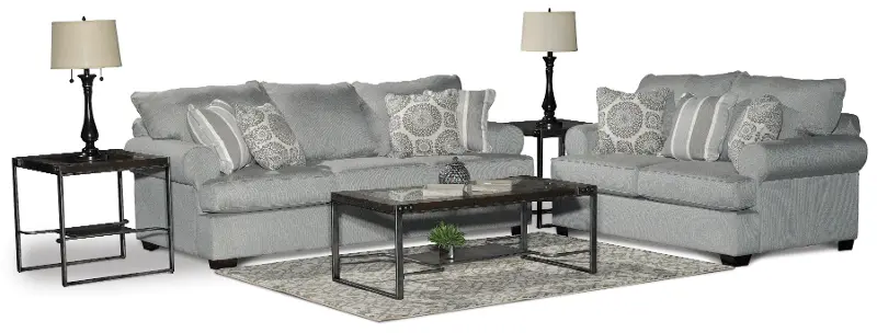 Alison Blue-Gray 7-Piece Living Room Set