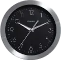 Metallic Silver 9 Inch Round Wall Clock with Glass Lens