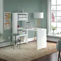 ECH023PW Eco White Craft Table and Bookcase (56 Inch) - Bush Furniture