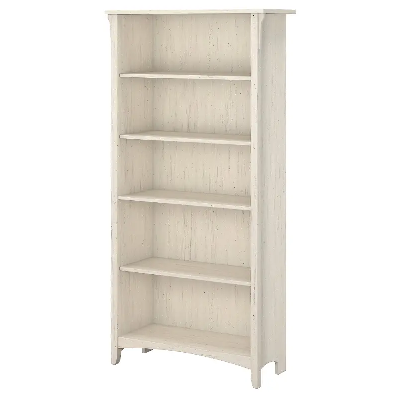Salinas Antique White 5-Shelf Bookcase