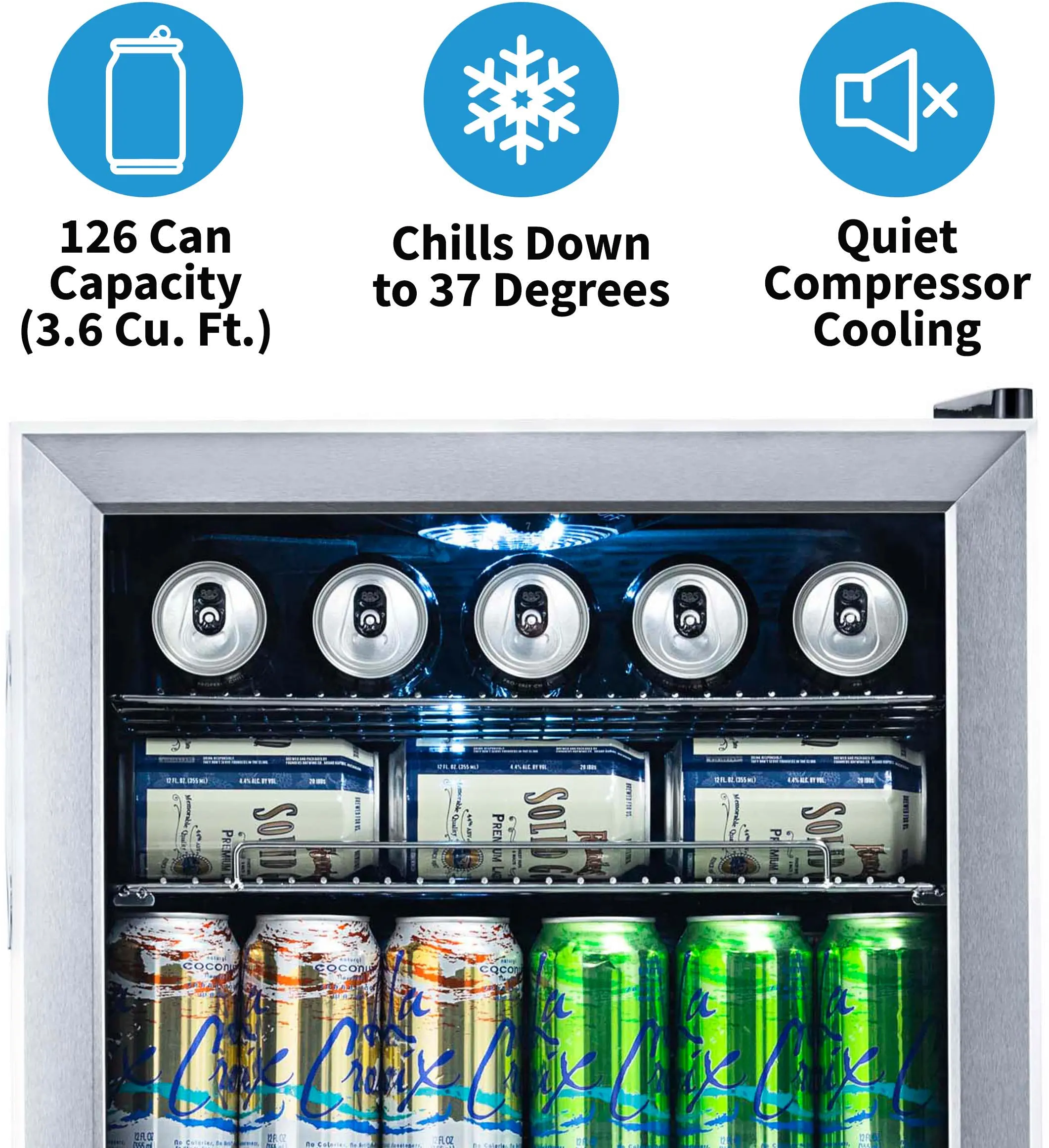 AB-1200 Stainless Steel 126 Can Beverage Cooler-6