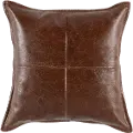 Kona Brown Pieced Leather Throw Pillow