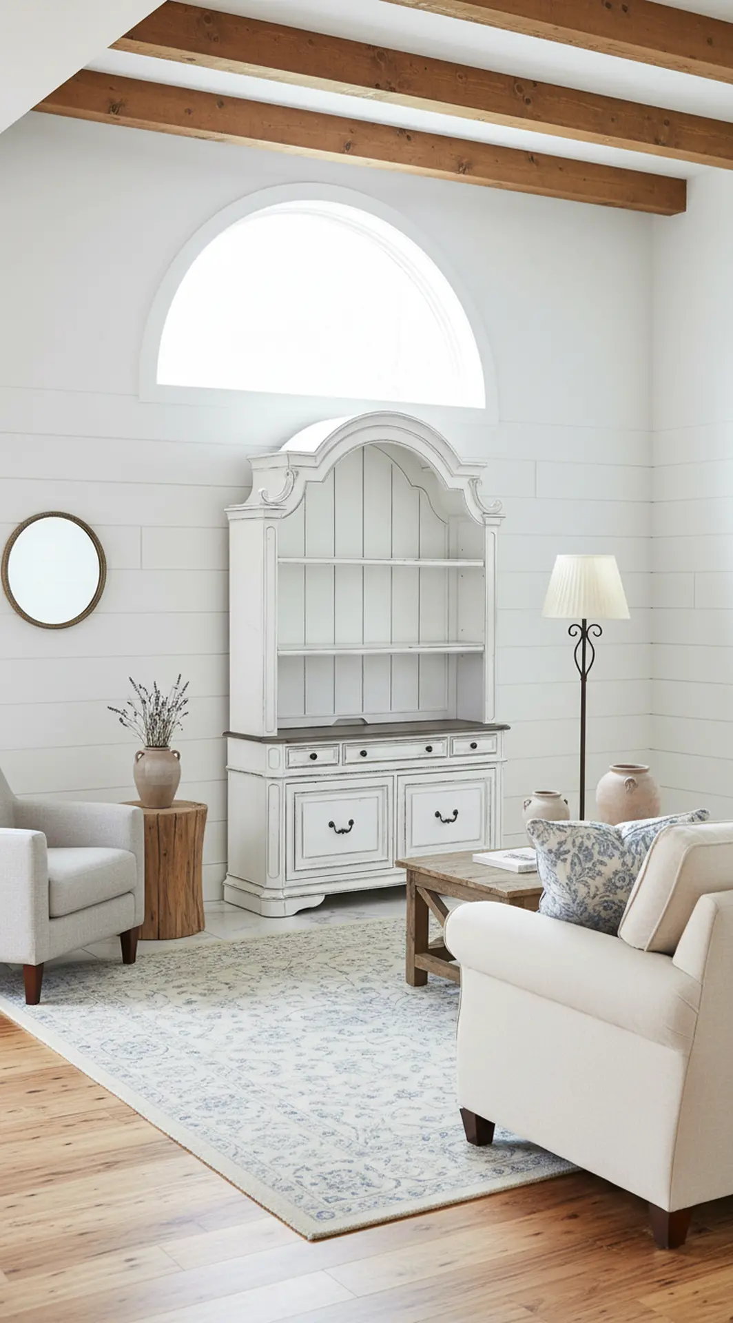 MAGNOLIA/KIT/CRDNZA Magnolia Manor Antique White Cabinet with Hutch-2