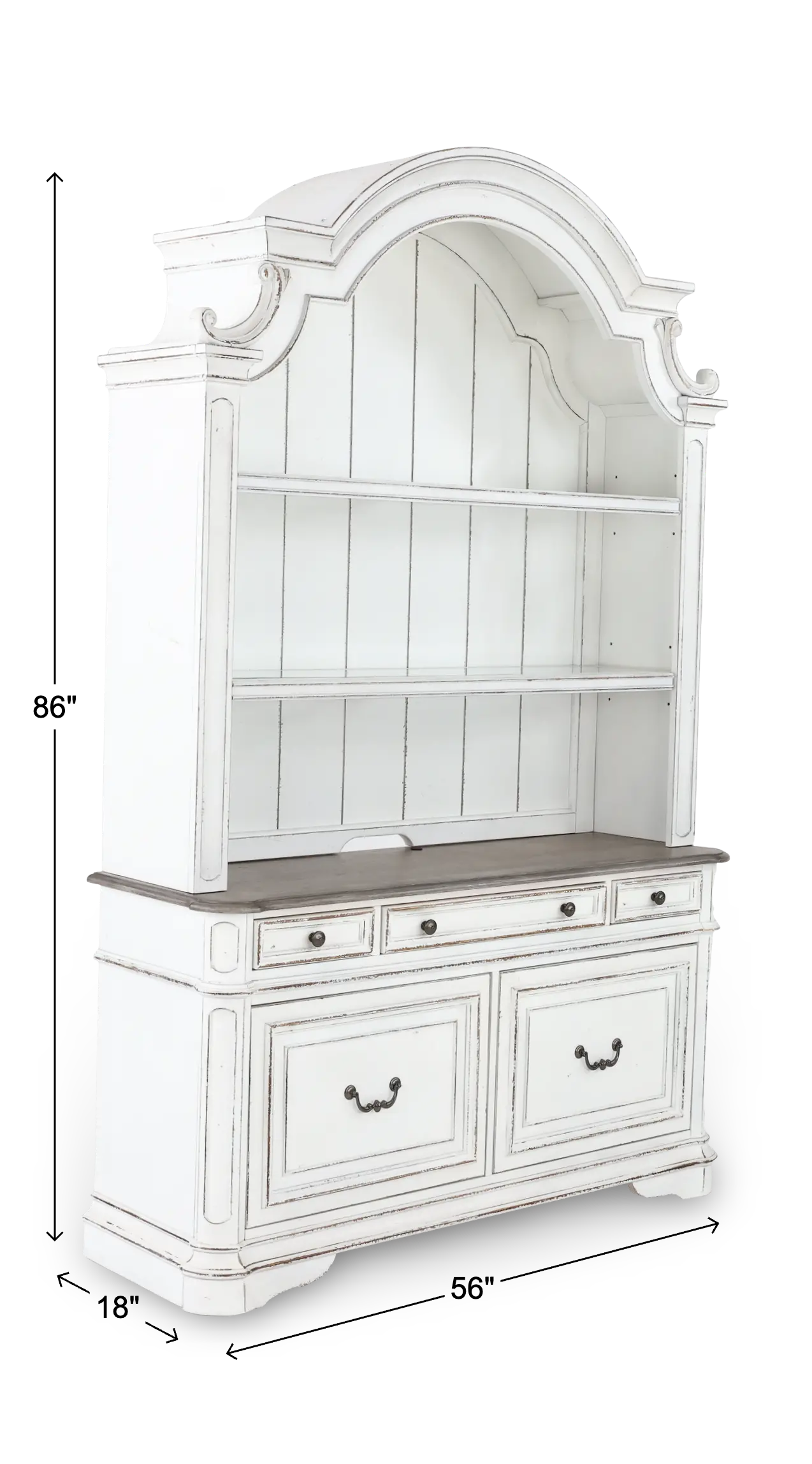 MAGNOLIA/KIT/CRDNZA Magnolia Manor Antique White Cabinet with Hutch-3