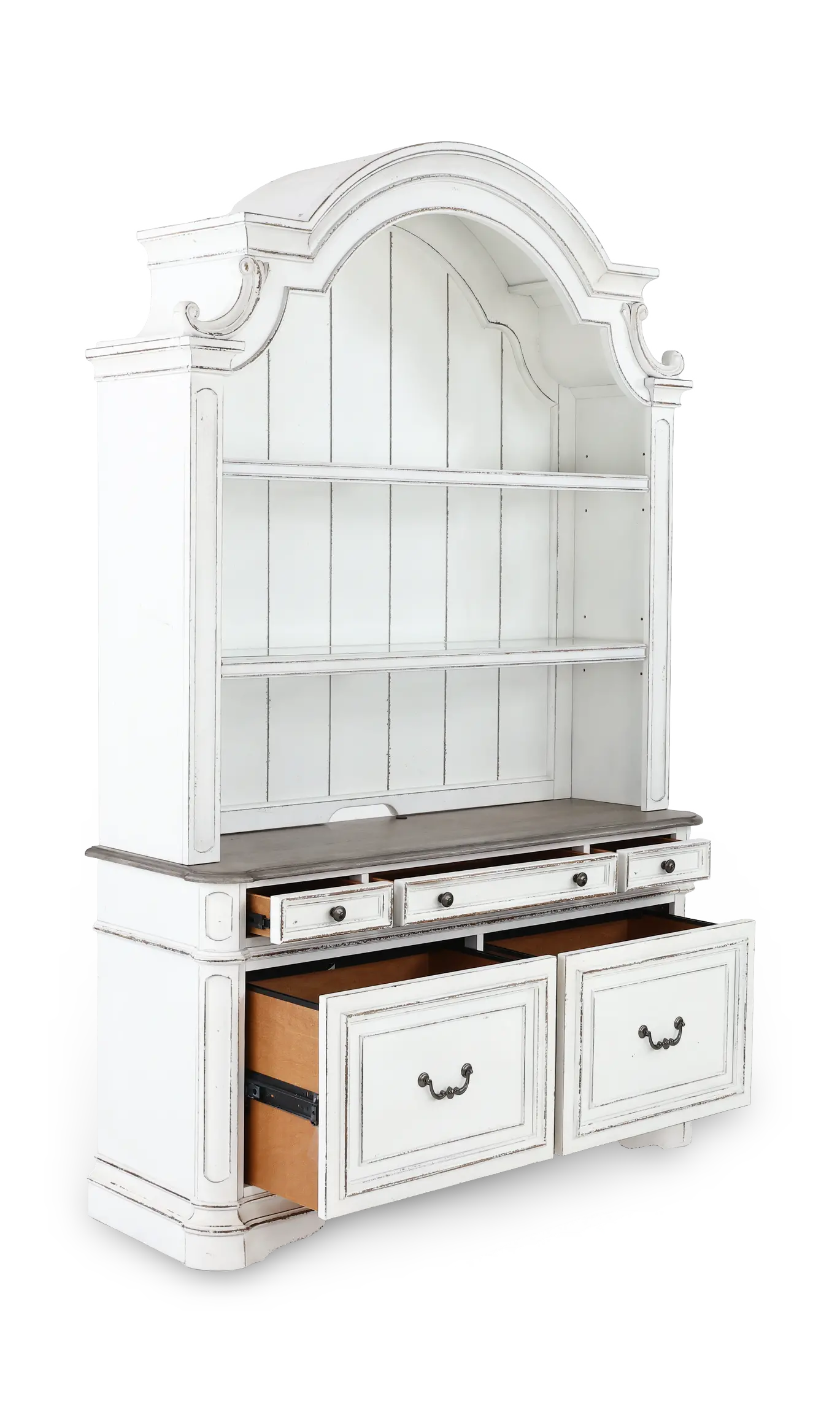 MAGNOLIA/KIT/CRDNZA Magnolia Manor Antique White Cabinet with Hutch-5