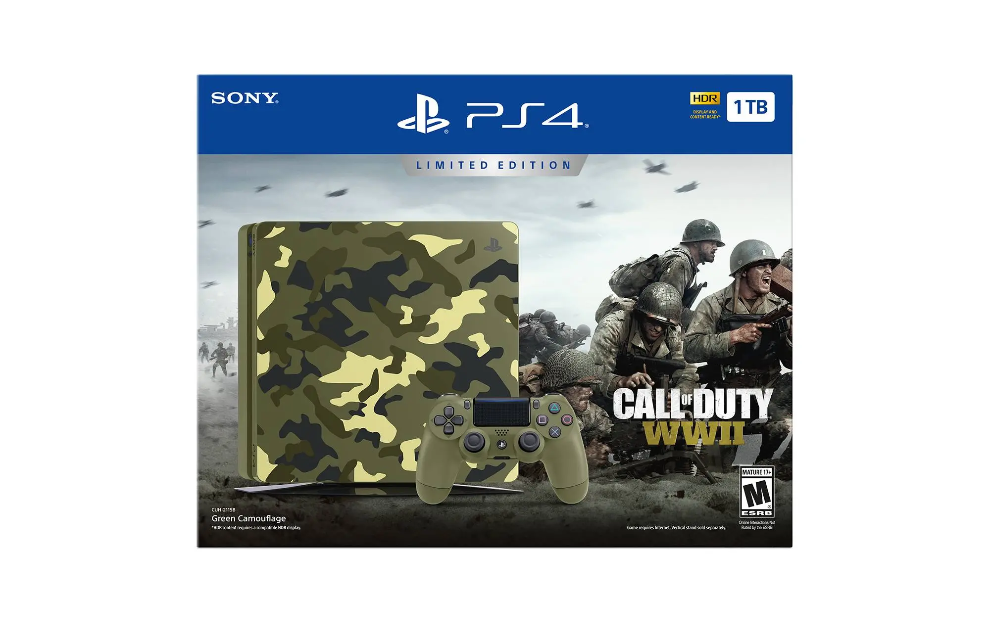 PS4 SCE 302200 PlayStation 4 Limited Edition 1TB Call of Duty:WWII Bundle - Camo-1