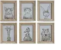 DA8466A-A/6-IND/ANMA Assorted Animal Wood Framed Wall Art