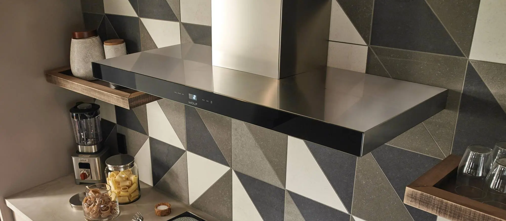 VW45B Wolf 45 Inch Cooktop Wall Hood - Stainless Steel and Black-2