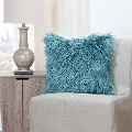 Llama Teal Throw Pillow with Soft Fleece Teal On Reverse Side