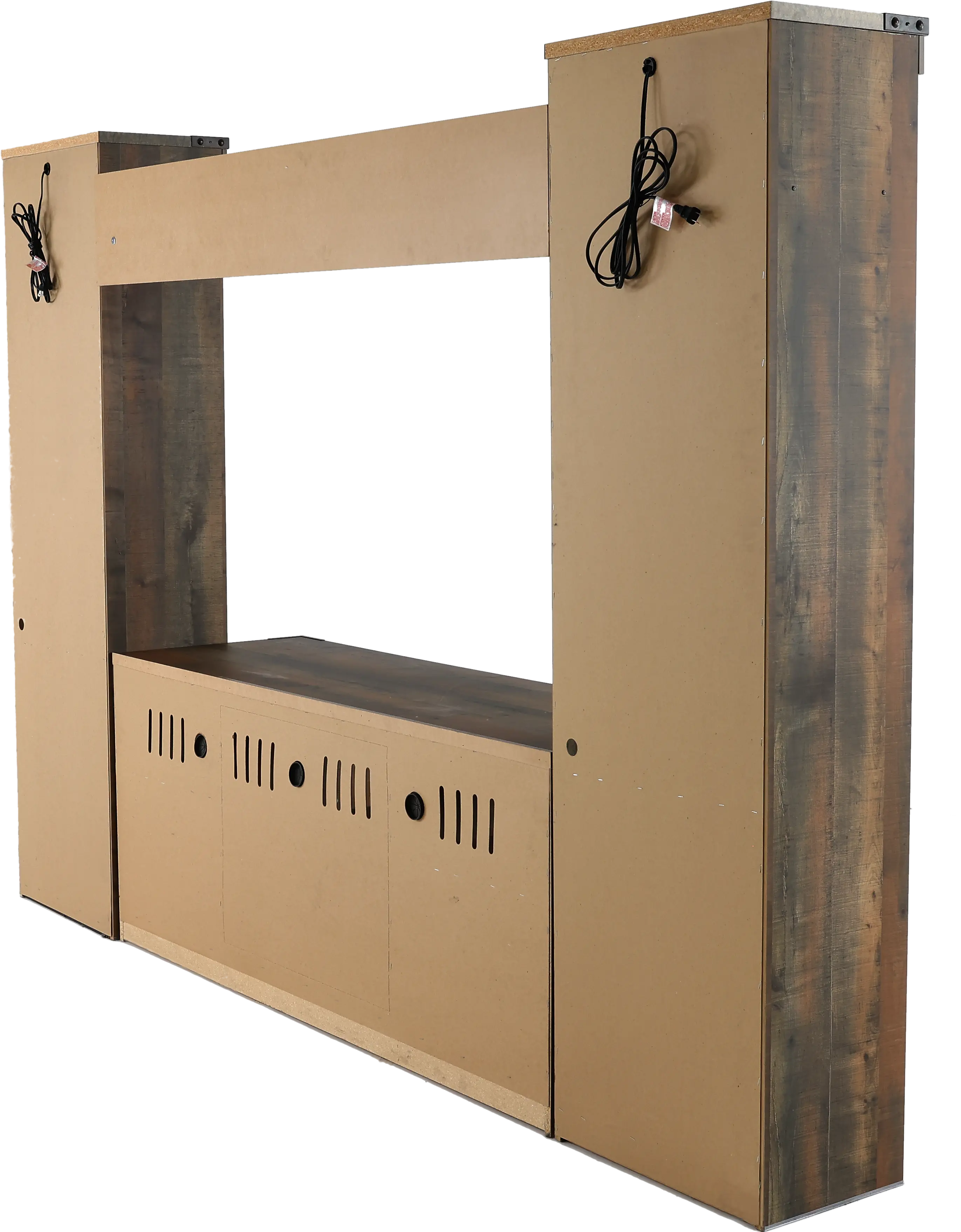 Trinell Natural Brown 4 Piece Rustic Oak Entertainment Center-5