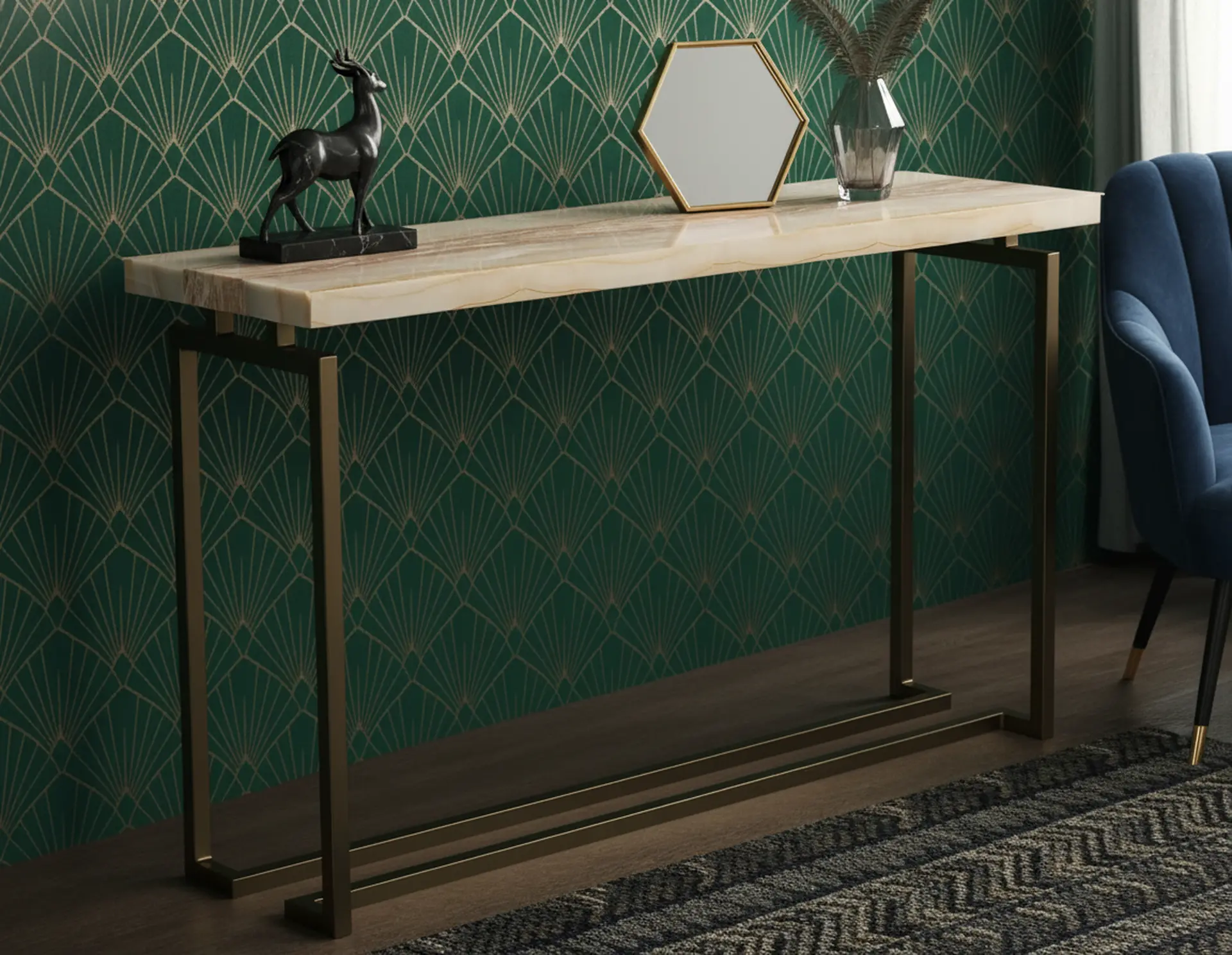 Spectrum Onyx and Gold Console Table-10