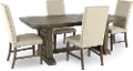 5PC:823-UPH/DINING Artisan Prairie Aged Oak and Gray Upholstered 5 Piece Dining Set