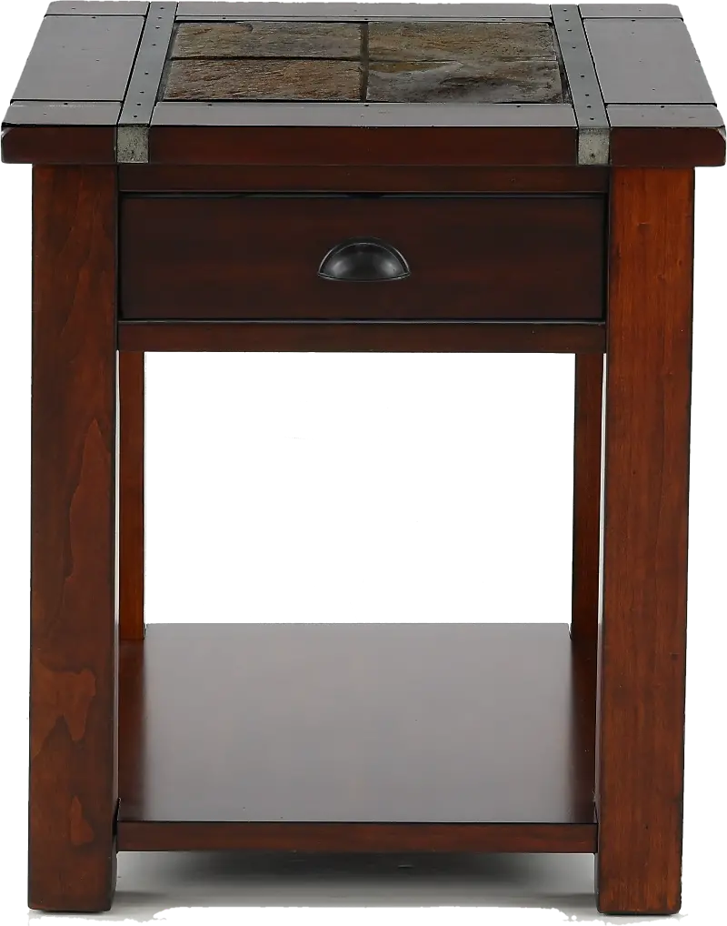 Roanoke Slate and Cherry Brown End Table