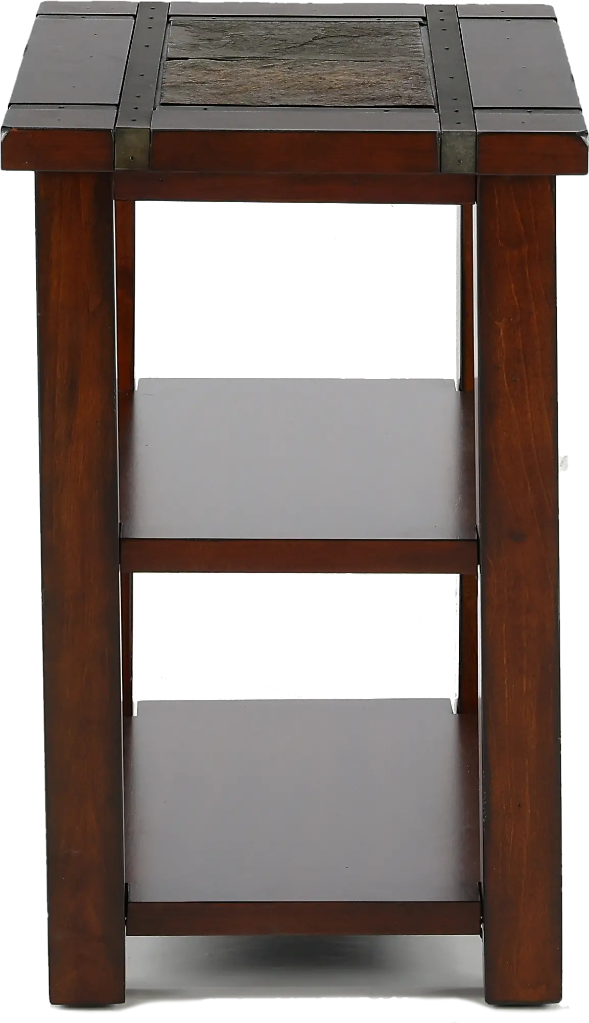 Roanoke Slate and Cherry Brown Chairside Table-1