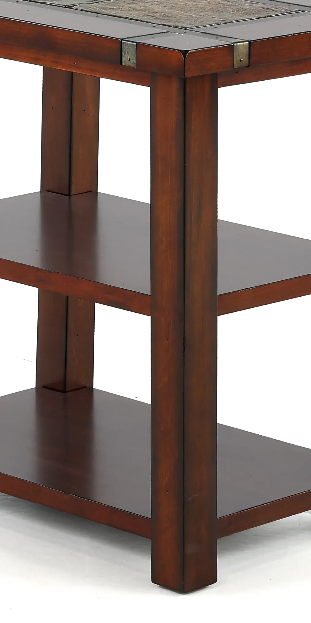 Roanoke Slate and Cherry Brown Chairside Table-2