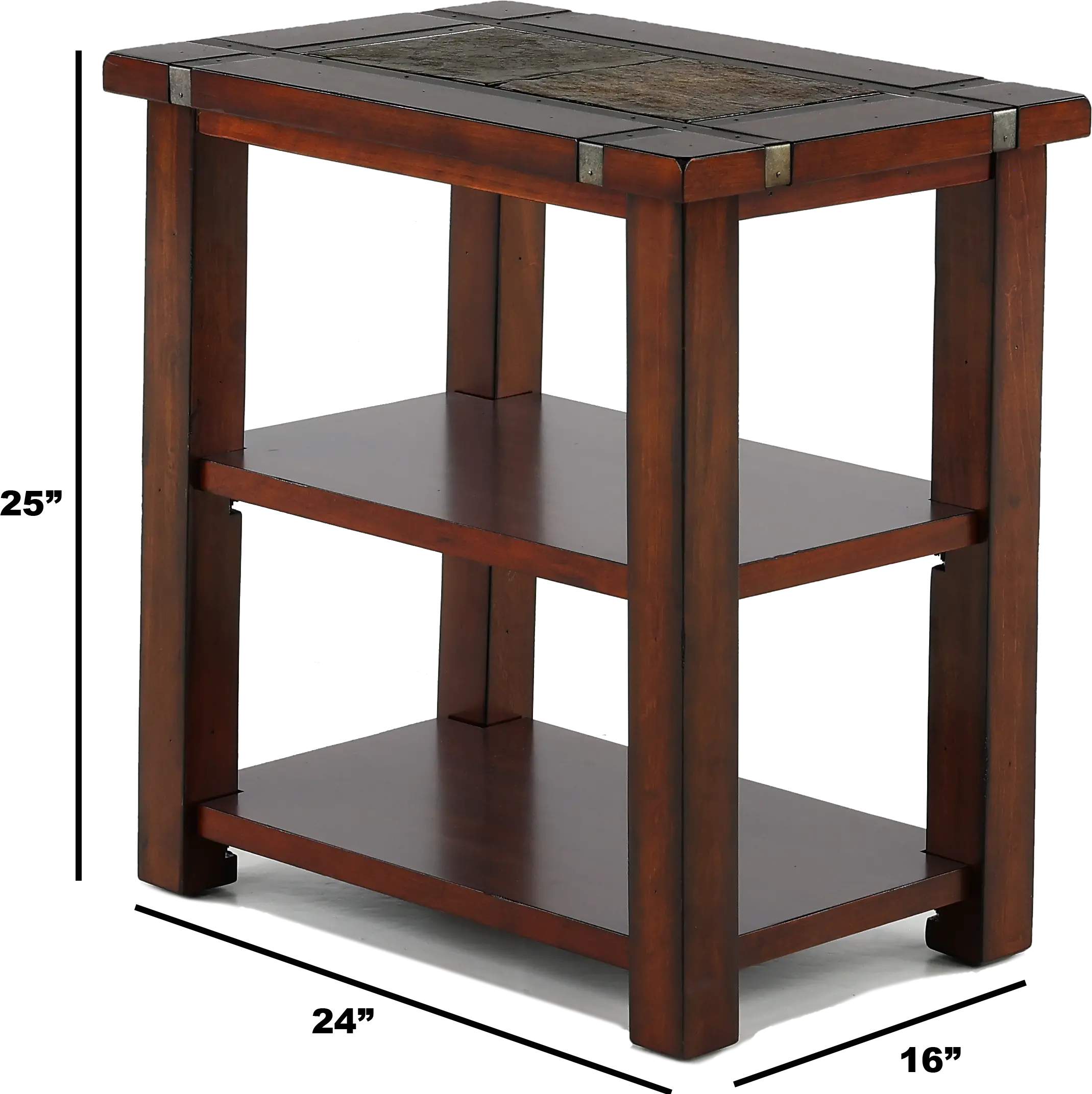 Roanoke Slate and Cherry Brown Chairside Table-3