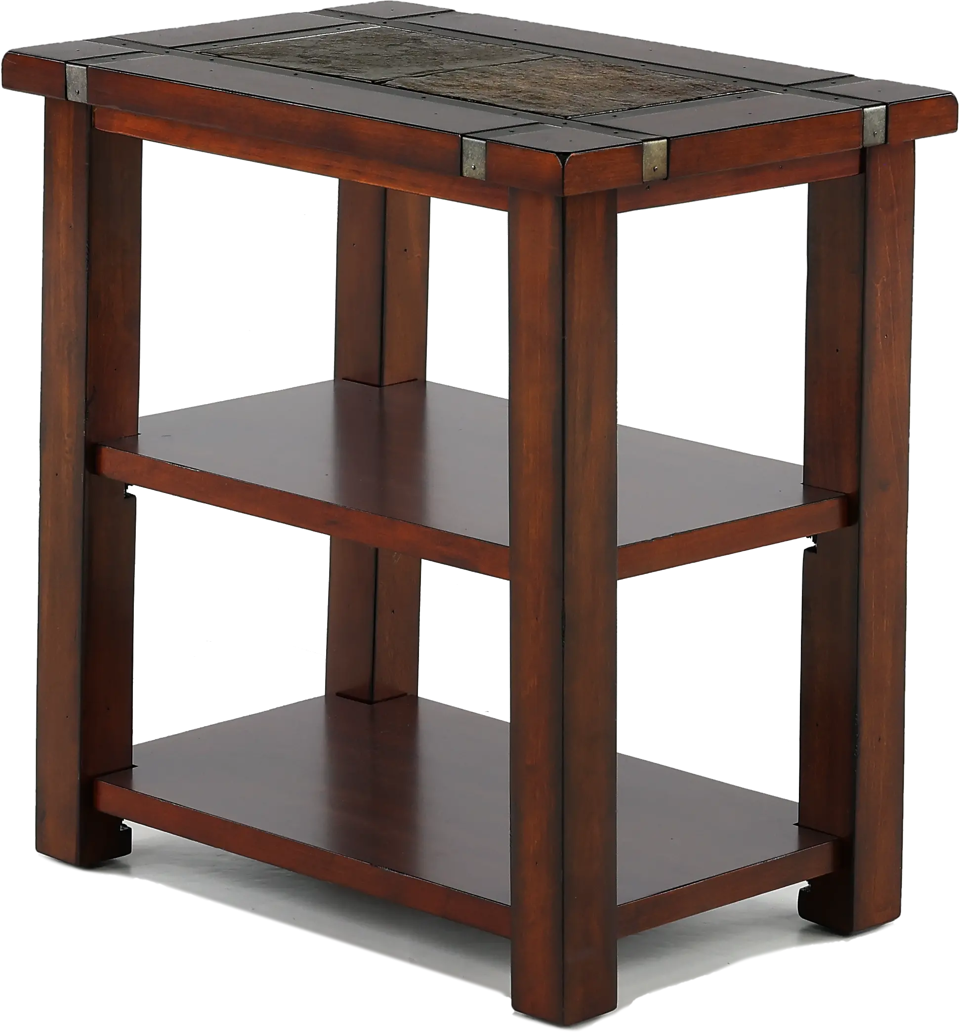 Roanoke Slate and Cherry Brown Chairside Table-4