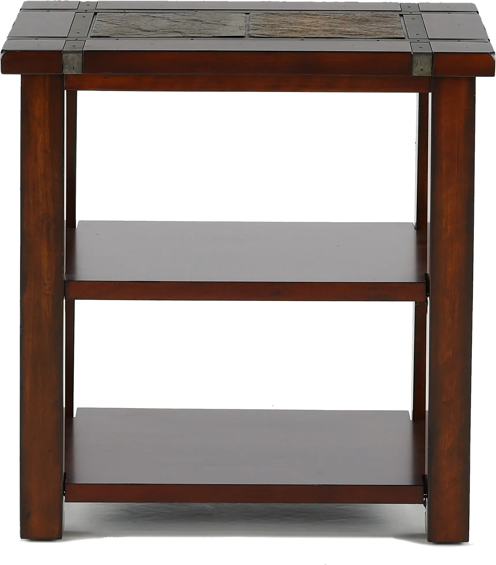 Roanoke Slate and Cherry Brown Chairside Table-5