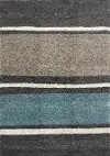 5 x 8 Medium Striped Gray, Taupe and Teal Blue Rug - Maroq
