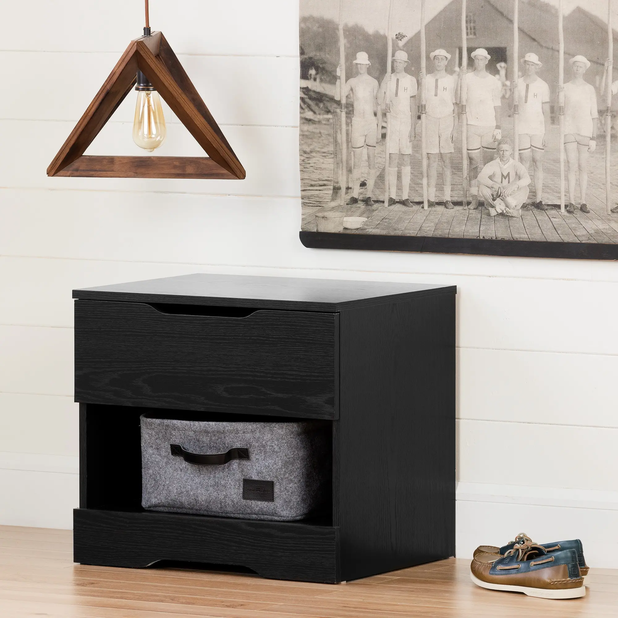 11294 Modern Farmhouse Black Oak Nightstand - South Shore-2