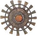 Wood and Iron Loom Wheel Wall Hanging