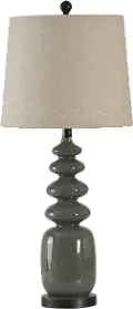 Dark Gray Painted Glass Table Lamp on a Steel Base